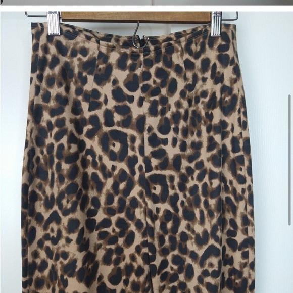Reformation Sera High-Rise Leopard Print Pants Womens Size 2 Brown Black FLAWS - Picture 3 of 12